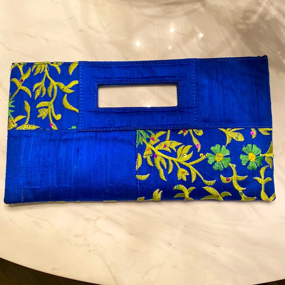 Blue Floral Clutch